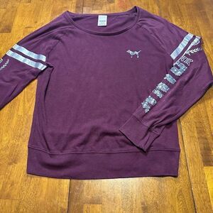 Pink by Victorias Secret women’s maroon long sleeve Sequin Logo Sleeves Size Med